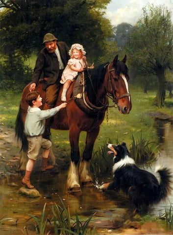 A Helping Hand - Arthur John Elsley - Vintage Painting - Posters by Arthur John Elsley