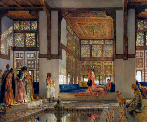 A Lady Receiving Visitors - John Frederick Lewis - Vintage Orientalist Painting - Life Size Posters by John Frederick Lewis