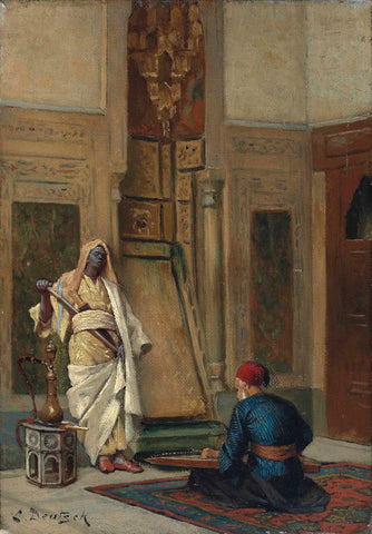 A Musician And  A Guardsman - Ludwig Deutsch - Orientalism Art Painting - Canvas Prints by Ludwig Deutsch