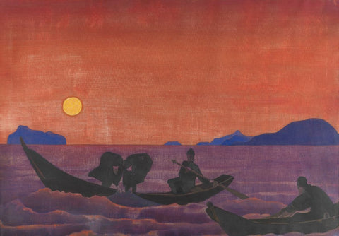 And We Continue Fishing– Nicholas Roerich Painting – Landscape Art - Large Art Prints by Nicholas Roerich