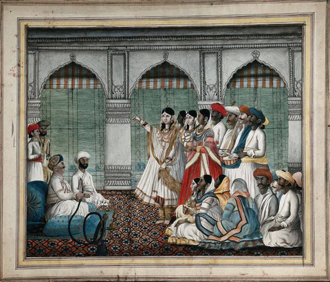 A Nawab Holding Court - 19Th Century - Indian Vintage Miniature Painting - Canvas Prints by Miniature Vintage