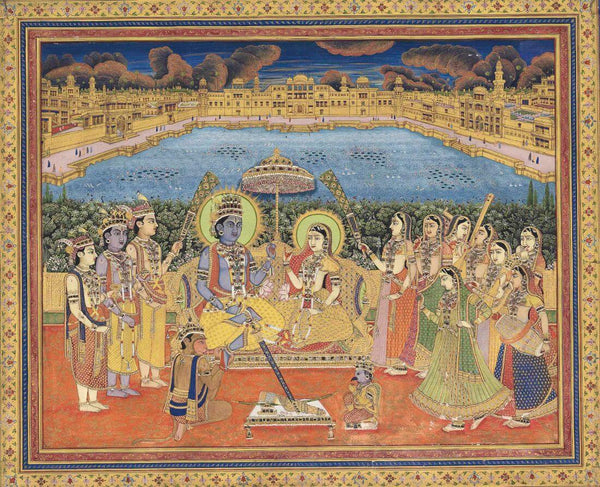 A Painting Of Rama And Sita - C.1800 -  Vintage Indian Miniature Art Painting - Large Art Prints