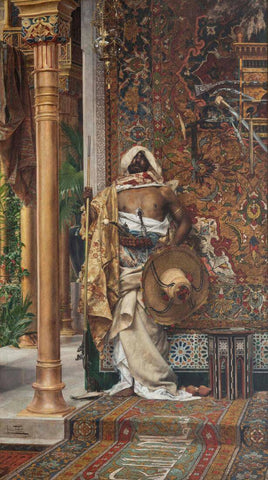 A Palace Guard - Antonio Maria Fabres - 19th Century Vintage Orientalist Painting - Posters