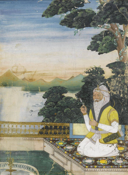 A Portrait Of Maharaja Ranjit Singh - Vintage 19th Century Indian Miniature Art Sikh Painting - Framed Prints