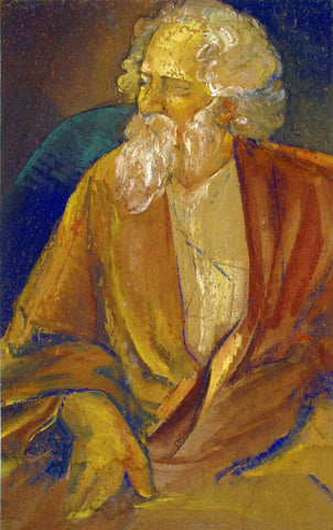 A Portrait of Gurudev Rabindranath Tagore - Jamini Roy - Bengal School - Indian Masters Painting - Life Size Posters by Jamini Roy
