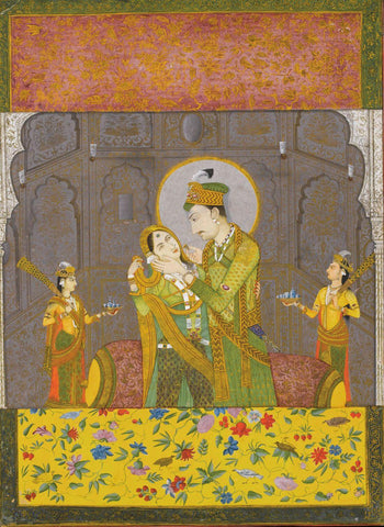 A Prince And His Consort - C.1810 -  Vintage Indian Miniature Art Painting - Life Size Posters