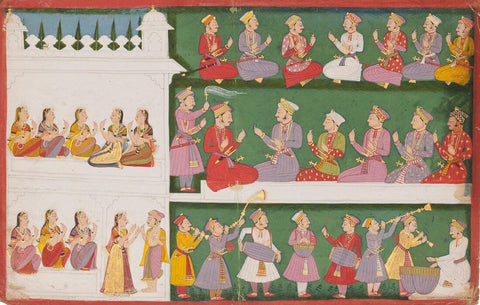 A Princely Celebration - Mewar School - 18Th Century Vintage Indian Miniature Painting -  Vintage Indian Miniature Art Painting - Canvas Prints by Miniature Vintage