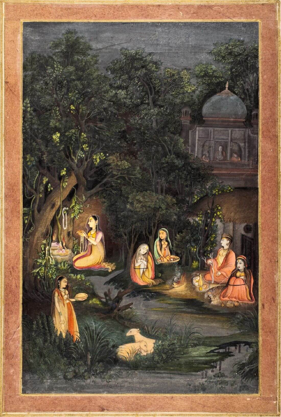 A Princess Visiting Forest Shrine At Night - Mir Kalan Khan ...