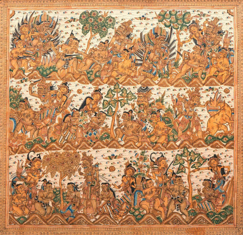 A Scene From The Ramayana - Kamasan School - Vintage Balinese Art - Framed Prints