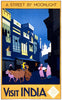 A Street By Moonlight - Visit India - 1930s Vintage Travel Poster - Art Prints