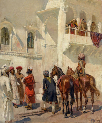 A Street Scene In India - Edwin Lord Weeks - Orientalist Masterpiece Painting by Edwin Lord Weeks