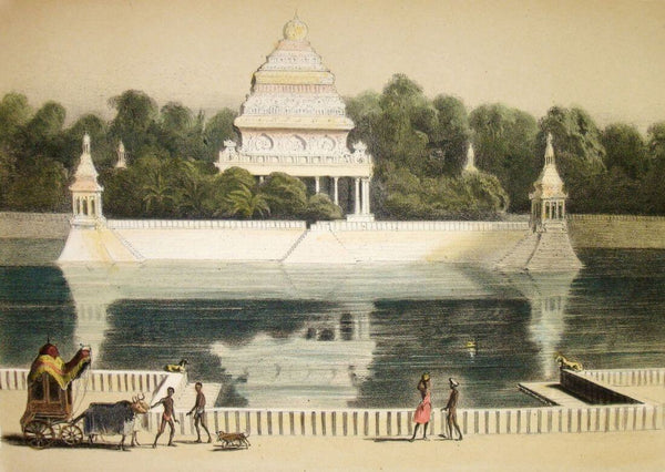 A Temple In Mathura - Trayer 1841 - Vintage Orientalist Painting of India - Art Prints