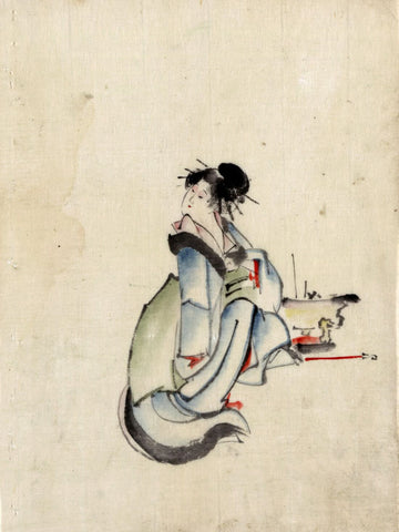 A Woman Courtesan - Katsushika Hokusai - Japanese Woodcut Ukiyo-e Painting by Katsushika Hokusai