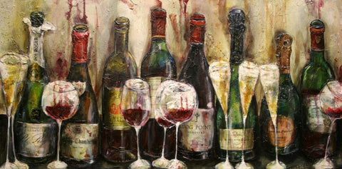 Fine Wine And Champagne Bottles - Canvas Prints