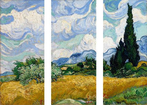 A Wheatfield With Cypresses - Art Panels