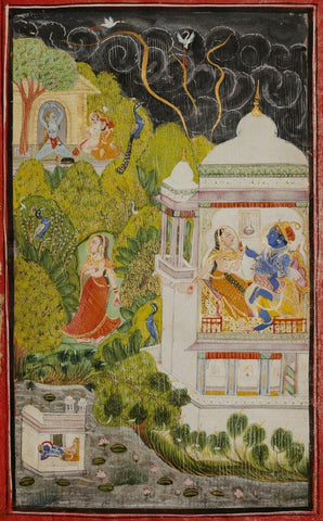 A Folio From A Baramasa Serie - Indian Miniature Paintings - Posters by Tallenge Store