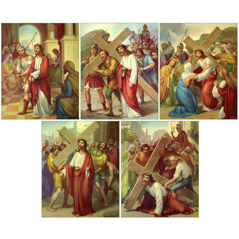 Stations Of The Cross - Christian Art Collection - Set Of 14 Canvas Roll (12 x 15 inches) Each by Tallenge Store