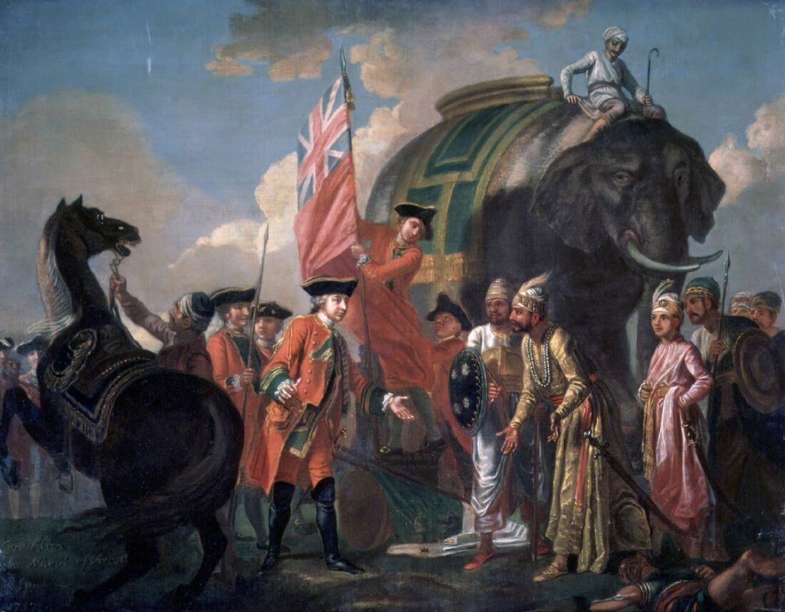 絵画 vascello aereo del plofessor Robertson Robert Clive And Mir Jafar After The Battle Of Plassey, 1760