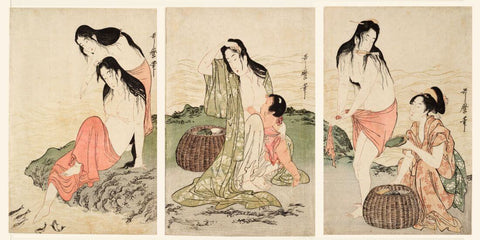 Abalone Divers - Kitagawa Utamaro - Ukiyo-e Woodblock Print Art Painting - Large Art Prints by Kitagawa Utamaro