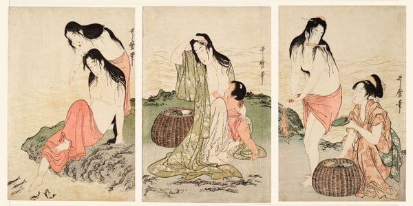 Abalone Divers - Kitagawa Utamaro - Ukiyo-e Woodblock Print Art Painting - Canvas Prints