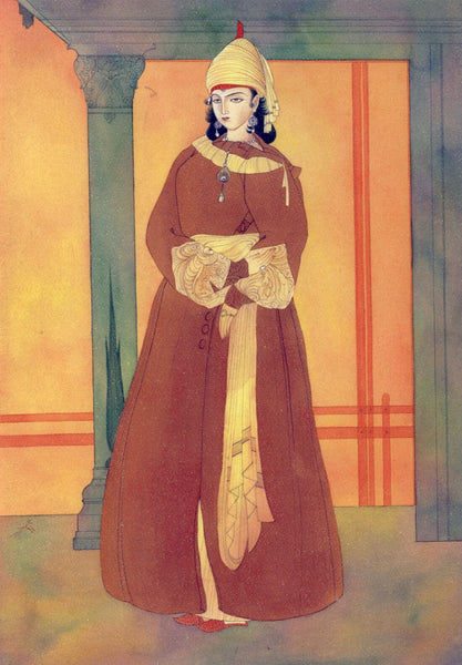Standing Woman - Abdur Chugtai Painting - Framed Prints