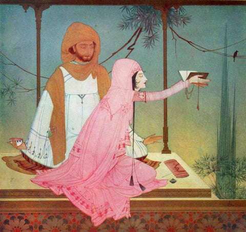 Prince And His Beloved - Abdur Chugtai Painting by Abdur Rahman Chughtai