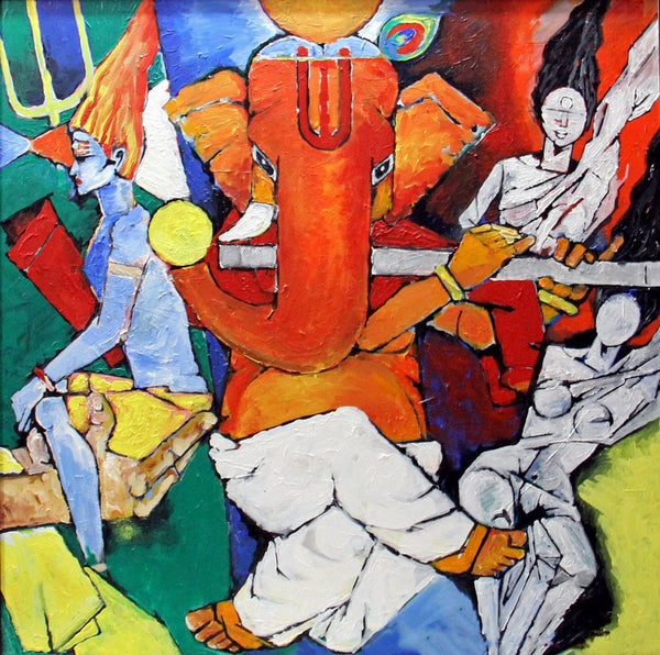 Abstract Art - Mangalmurti Ganpati Vinayak - Ganesha Painting Collection - Canvas Prints