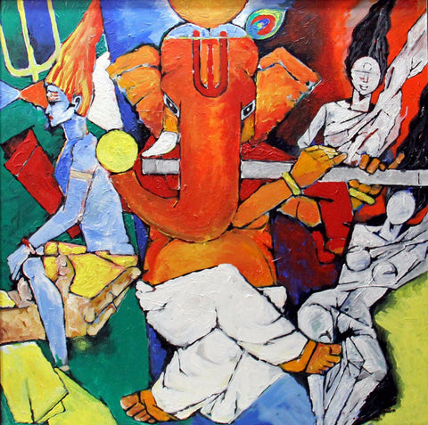 Abstract Art - Mangalmurti Ganpati Vinayak - Ganesha Painting Collection - Framed Prints by Raghuraman