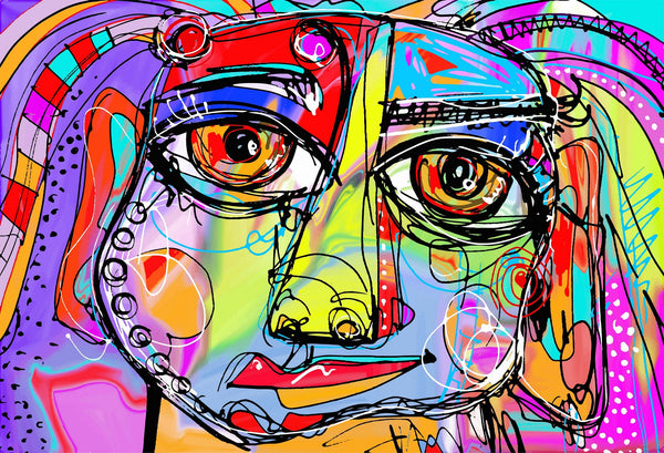Abstract Face Of A Girl - Art Prints