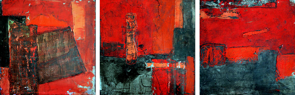 Abstract Red Oil Painting - Art Panels