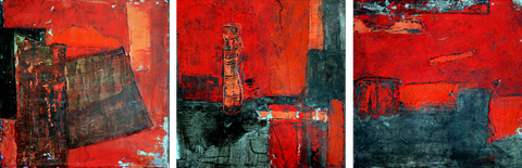 Abstract Red Oil Painting - Art Panels by Christopher Noel
