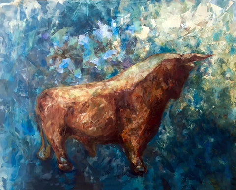 Abstract Bull - Art Inspired By The Stock Market And Investment by Christopher Noel