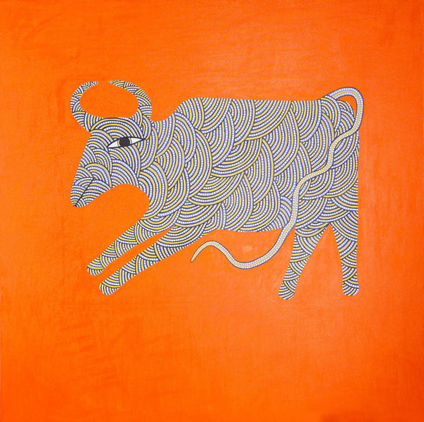 Indian Miniature Art - Folk And Tribal Art - Water Buffalo - Large Art Prints