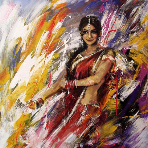 Acrylic Art - Indian Classical Dancer - Canvas Prints by Hamid Raza