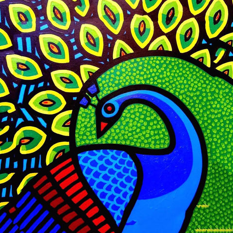 Acrylic Art - Peacock by Hamid Raza