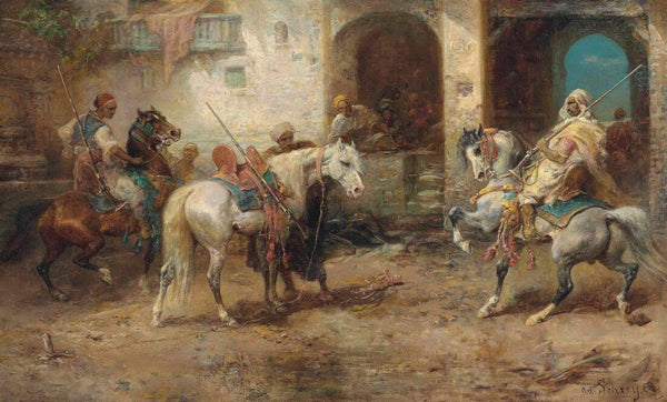 Arabian Horsemen (Arabische Reiter) - Adolf Schreyer - Orientalist Painting - Life Size Posters