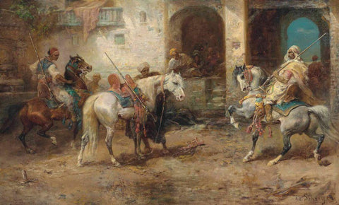 Arabian Horsemen (Arabische Reiter) - Adolf Schreyer - Orientalist Painting by Adolf Schreyer
