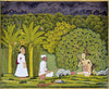 Indian Miniature Paintings - Rajput painting - Akbar And Tansen Visit Haridas - Canvas Prints