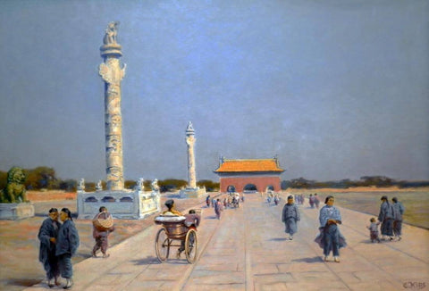Along Tiananmen Gate - Erich Kips - c1899 Vintage Orientalist Paintings of China - Posters by Erich Kips