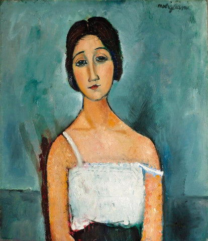 Untitled- (The Girl In The White) - Canvas Prints by Amedeo Modigliani