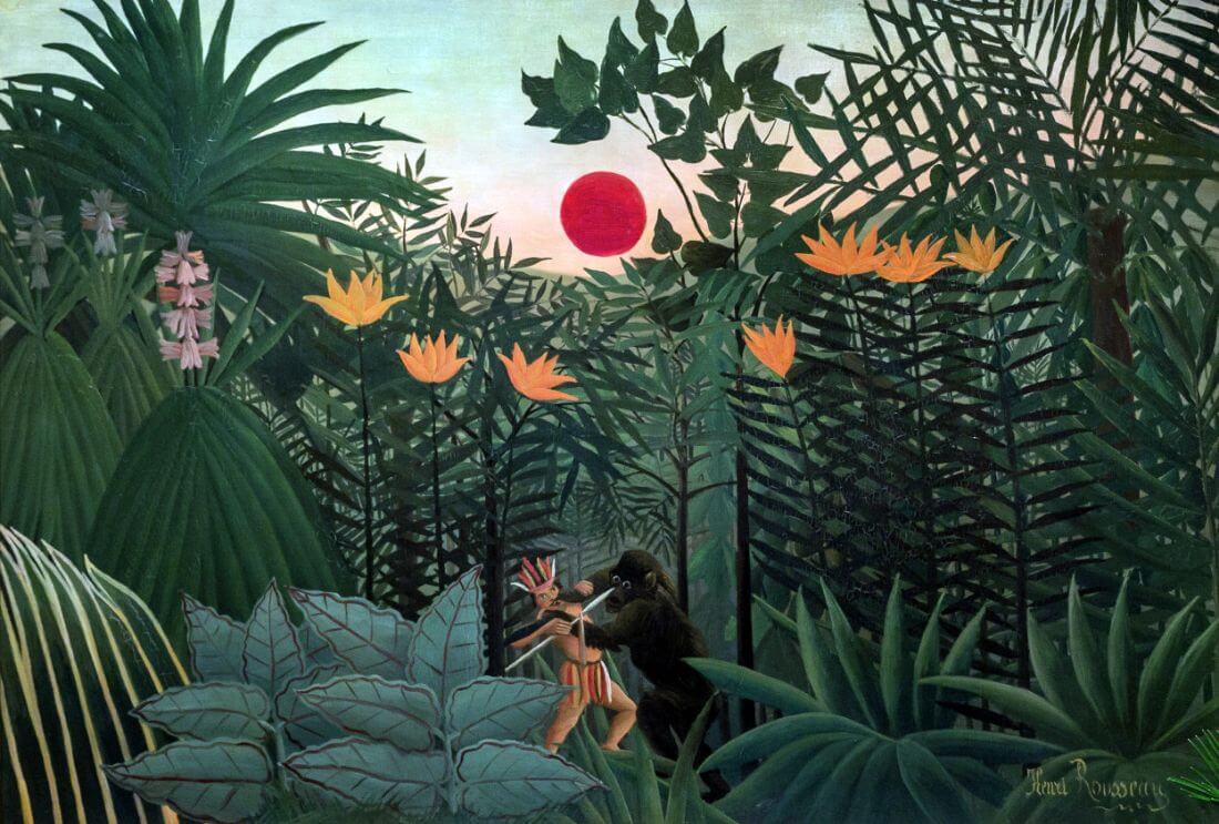 Henry Rouseeau American Indian Struggling With Gorilla - Henri Rousseau Painting ...