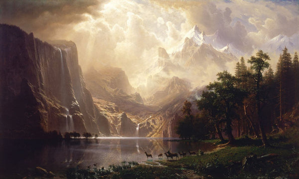 Among the Sierra Nevada California - Albert Bierstadt - Landscape Painting - Life Size Posters