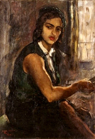 Indian Art - Amrita Sher-Gil - Self Portrait III by Amrita Sher-Gil
