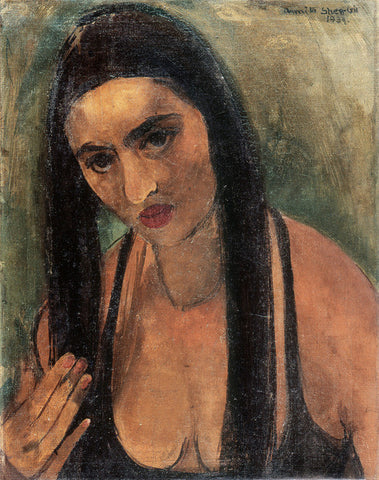 Indian Art - Amrita Sher-Gil - Self Portrait In Long Hair - Framed Prints