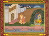 An Attendant brings Radha to Krishna - Jaipur School - 18th Century Vintage Indian Painting - Framed Prints