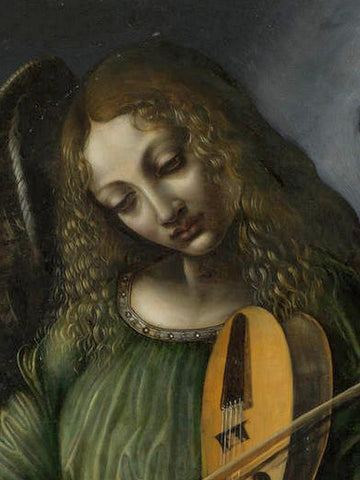 An Angel In Green With A Vielle - Large Art Prints by Giovanni Ambrogio de Predis