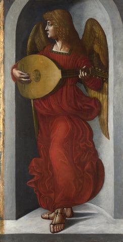 An Angel in Red with a Lute by Leonardo da Vinci