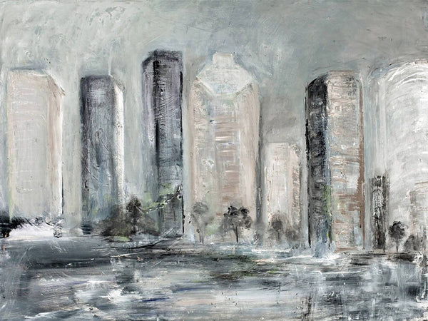 An Urban Skyline - Contemporary Abstract Painting - Canvas Prints