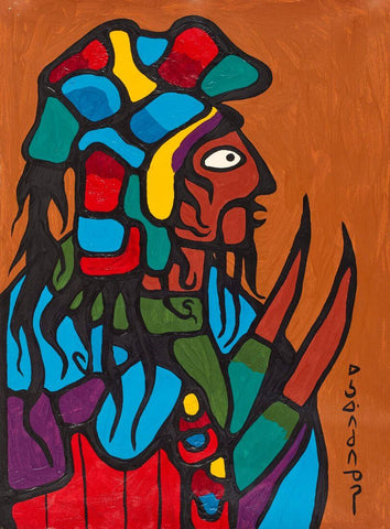 Ancestral Warrior - Norval Morrisseau - Contemporary Indigenous Art Painting - Framed Prints