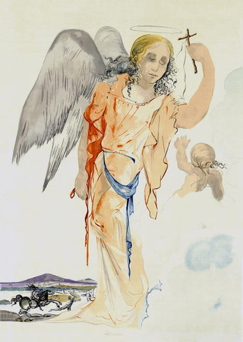Angel With Cross  (Images Of The Savior From The Holy Bible) - Salvador Dali - Surrealist Christian Art Painting by Salvador Dali